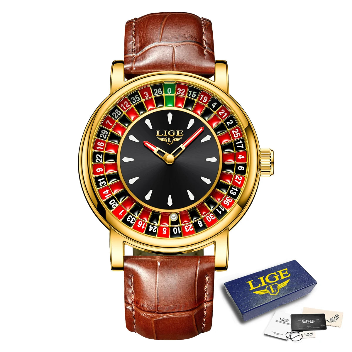 🎰 Roulette Luxury Men’s Watch – Casino Style Dial (Non-Spinning Design)