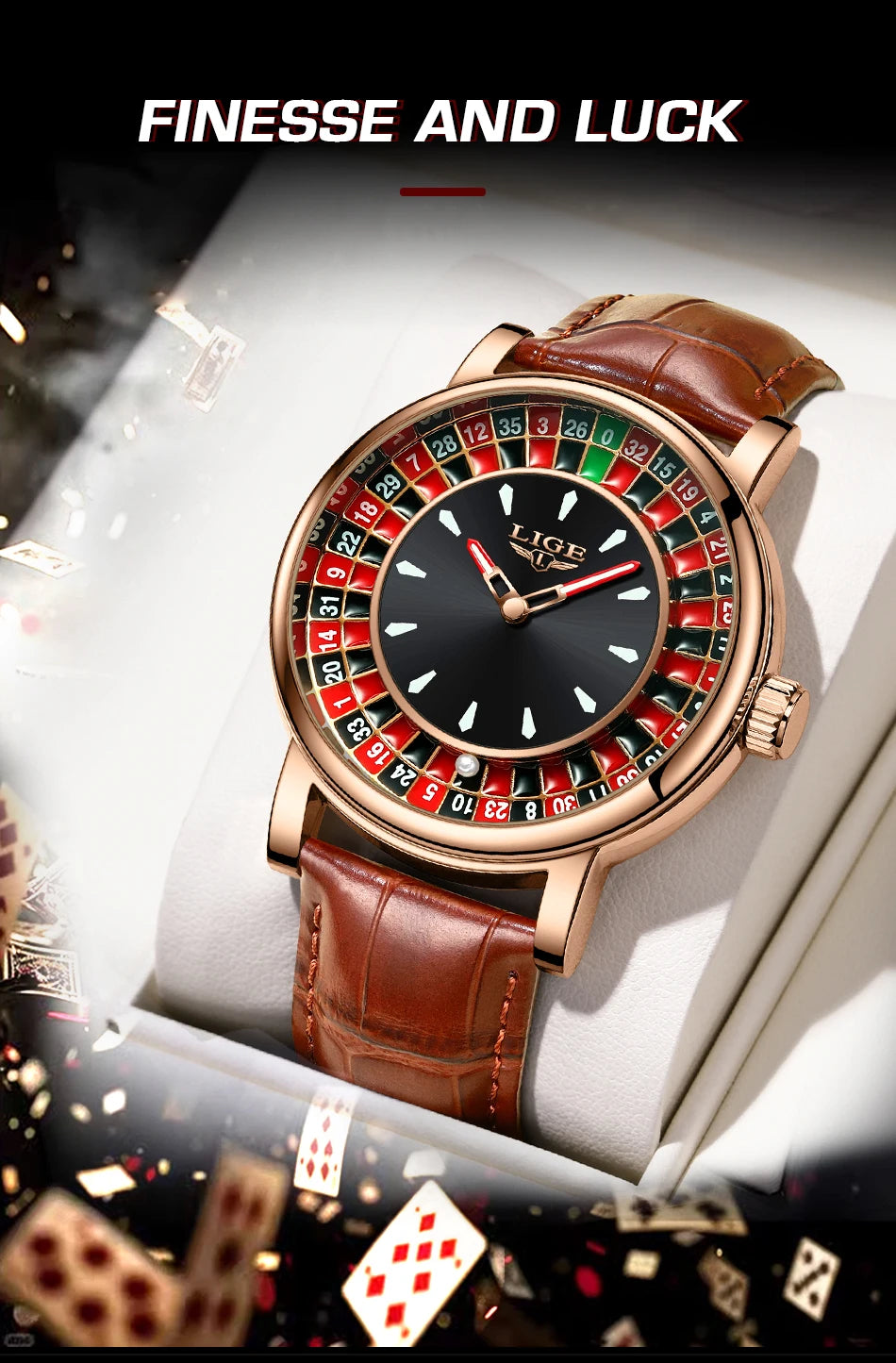 🎰 Roulette Luxury Men’s Watch – Casino Style Dial (Non-Spinning Design)