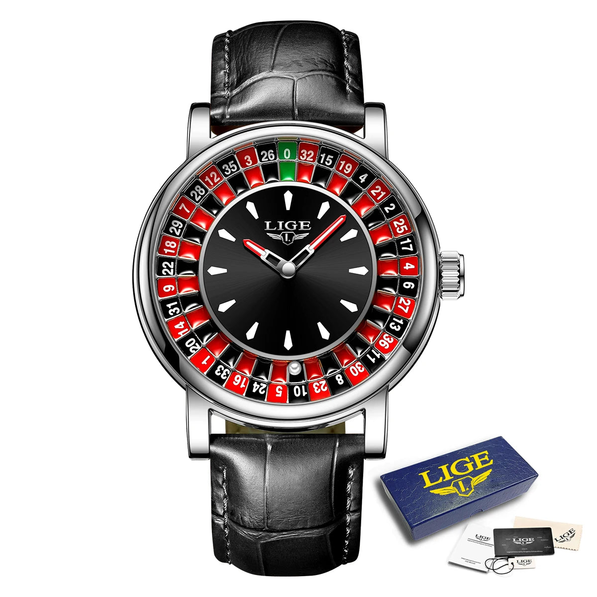 🎰 Roulette Luxury Men’s Watch – Casino Style Dial (Non-Spinning Design)