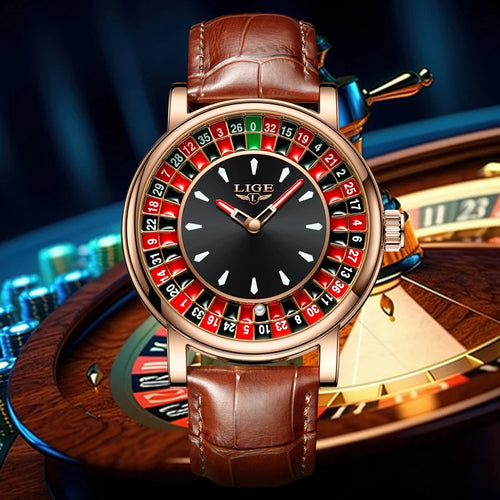 🎰 Roulette Luxury Men’s Watch – Casino Style Dial (Non-Spinning Design)