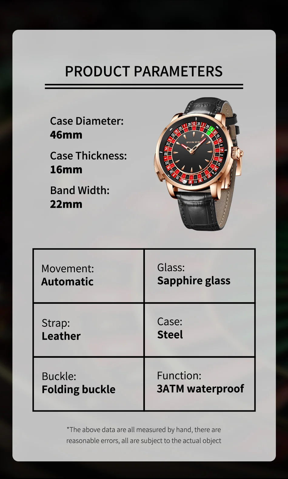 🎰 Roulette Mechanical Watch – Spinning Casino Game Dial