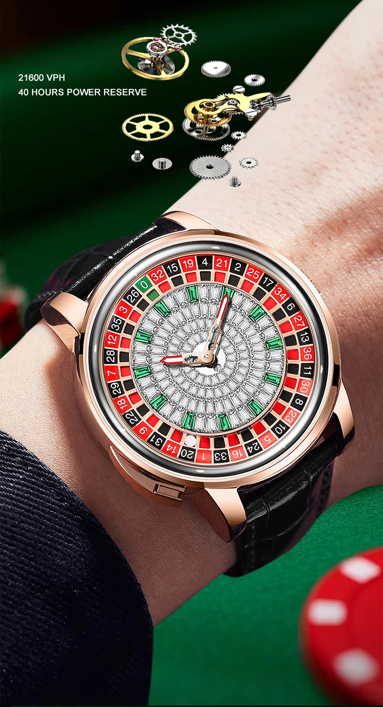 🎰 Roulette Automatic Watch – 46mm Luxury Mechanical Timepiece