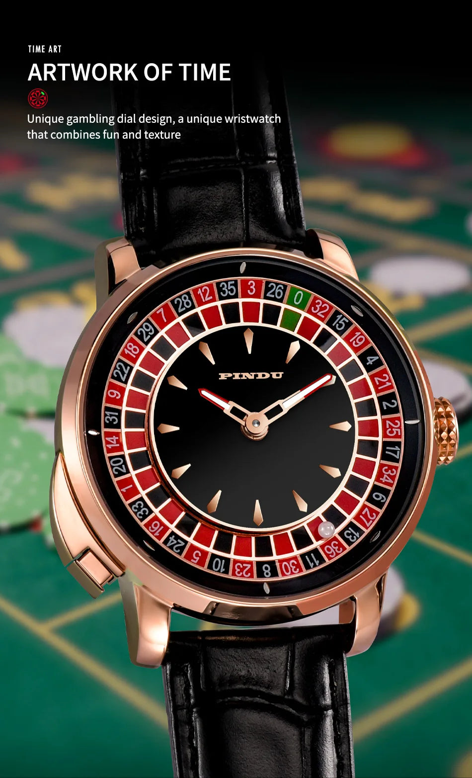 🎰 Roulette Mechanical Watch – Spinning Casino Game Dial