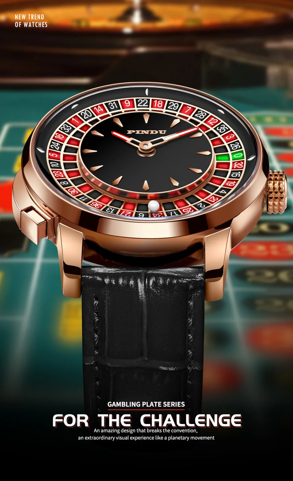 🎰 Roulette Mechanical Watch – Spinning Casino Game Dial