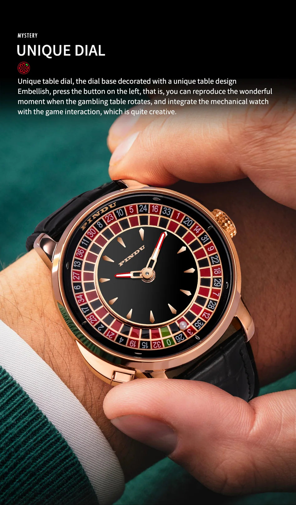 🎰 Roulette Mechanical Watch – Spinning Casino Game Dial