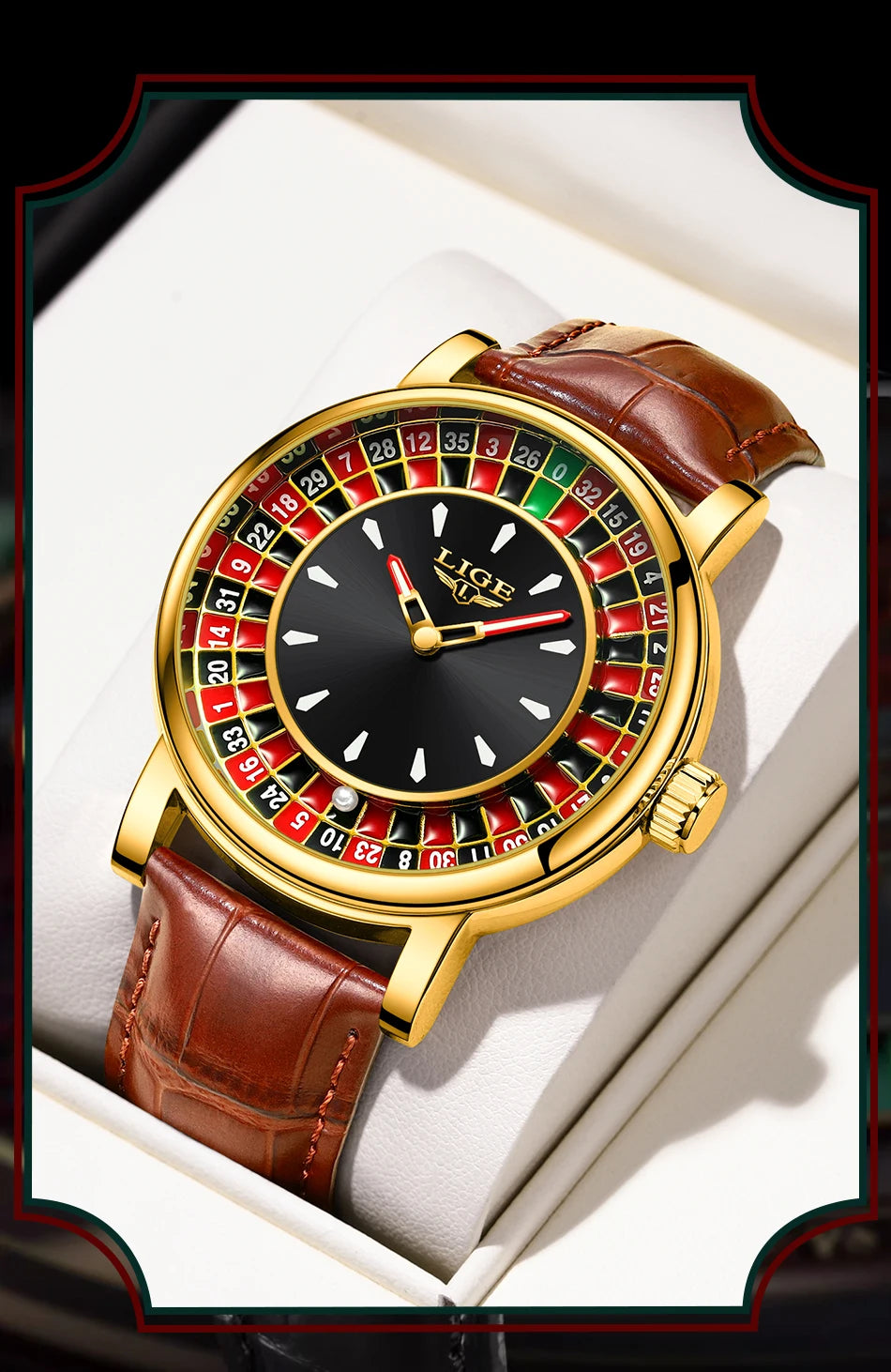 🎰 Roulette Luxury Men’s Watch – Casino Style Dial (Non-Spinning Design)