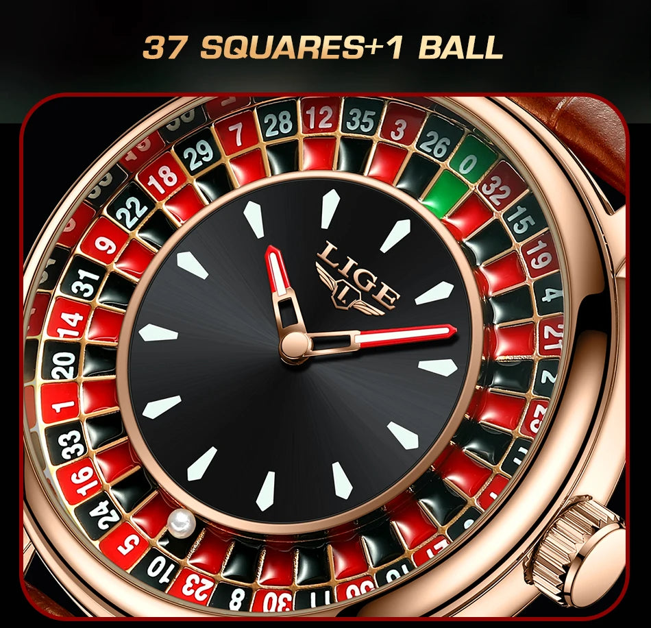 🎰 Roulette Luxury Men’s Watch – Casino Style Dial (Non-Spinning Design)