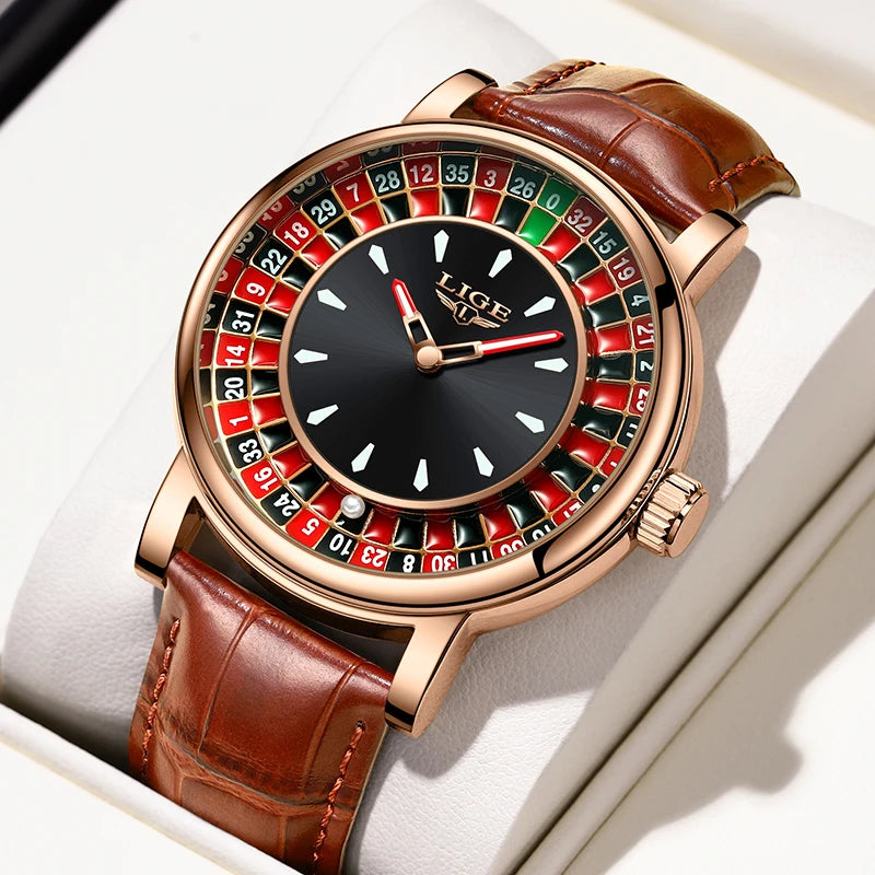 🎰 Roulette Luxury Men’s Watch – Casino Style Dial (Non-Spinning Design)