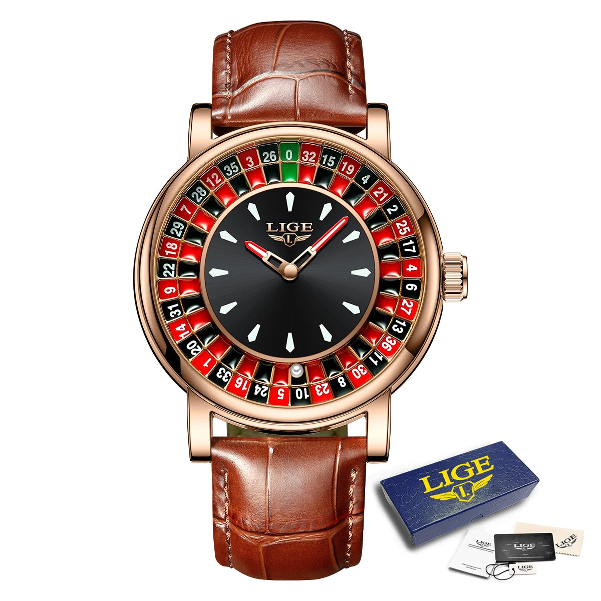 🎰 Roulette Luxury Men’s Watch – Casino Style Dial (Non-Spinning Design)