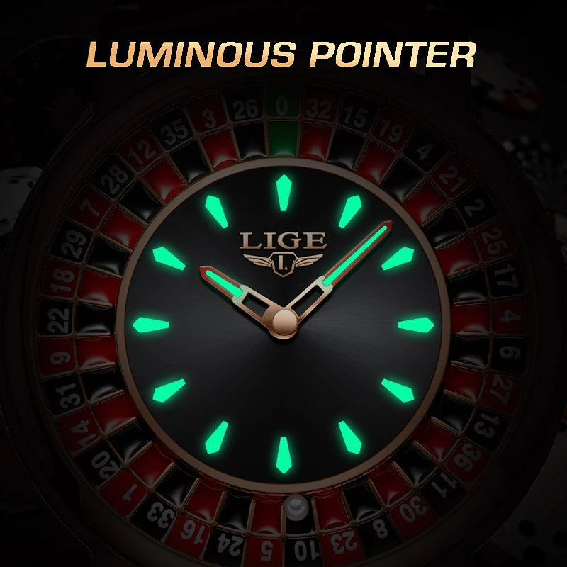 🎰 Roulette Luxury Men’s Watch – Casino Style Dial (Non-Spinning Design)