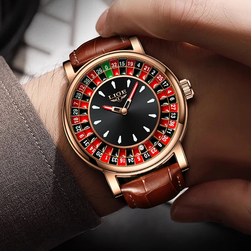 🎰 Roulette Luxury Men’s Watch – Casino Style Dial (Non-Spinning Design)
