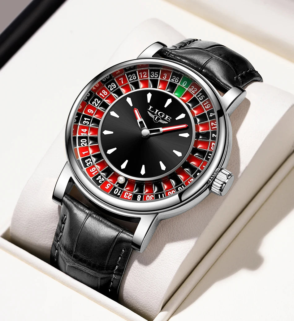 🎰 Roulette Luxury Men’s Watch – Casino Style Dial (Non-Spinning Design)