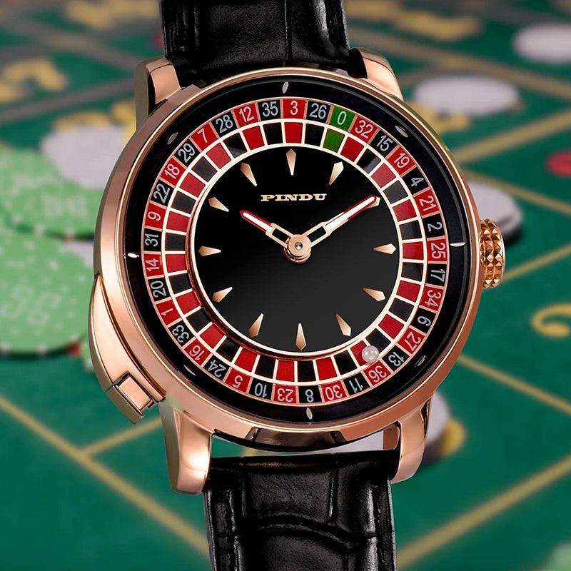 🎰 Roulette Mechanical Watch – Spinning Casino Game Dial