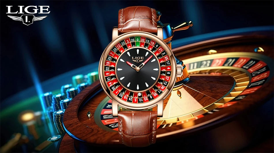 🎰 Roulette Luxury Men’s Watch – Casino Style Dial (Non-Spinning Design)