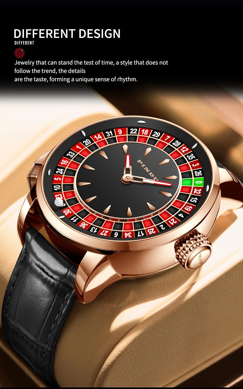 🎰 Roulette Mechanical Watch – Spinning Casino Game Dial