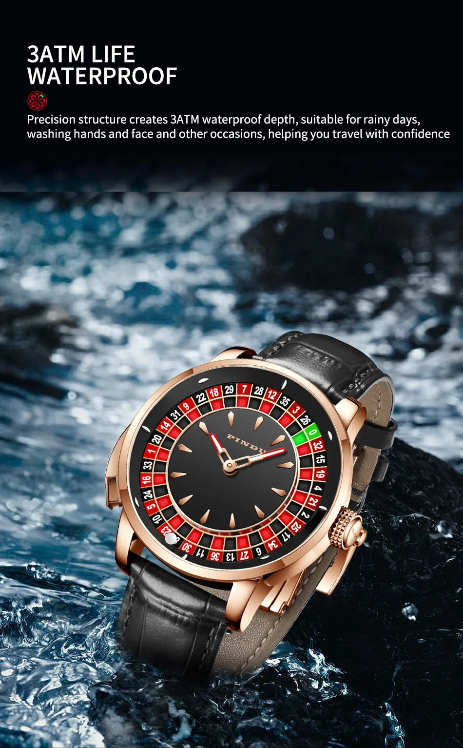 🎰 Roulette Mechanical Watch – Spinning Casino Game Dial