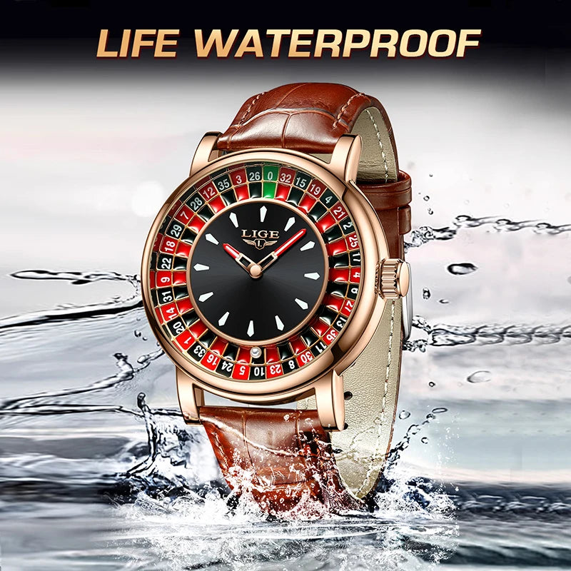 🎰 Roulette Luxury Men’s Watch – Casino Style Dial (Non-Spinning Design)