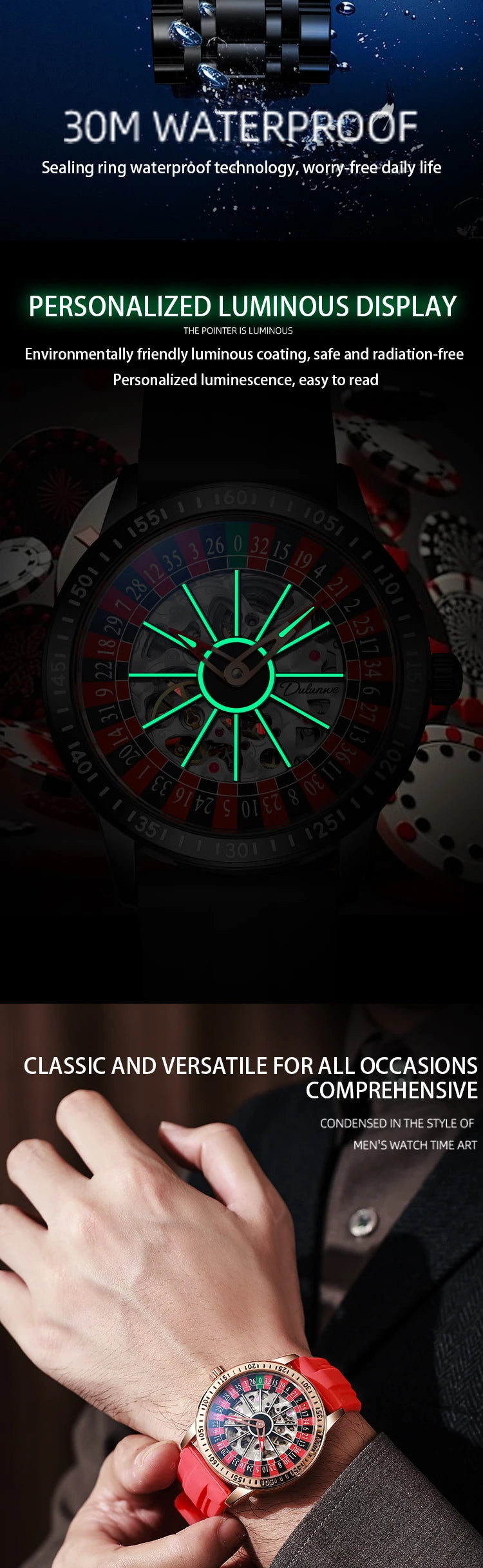 🎰 Roulette Automatic Mechanical Watch