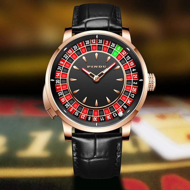 🎰 Roulette Mechanical Watch – Spinning Casino Game Dial
